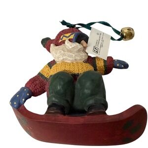 Vintage 1998 Figi Graphics Snowboarding Santa Resin Christmas Ornament TR-KMR-24
